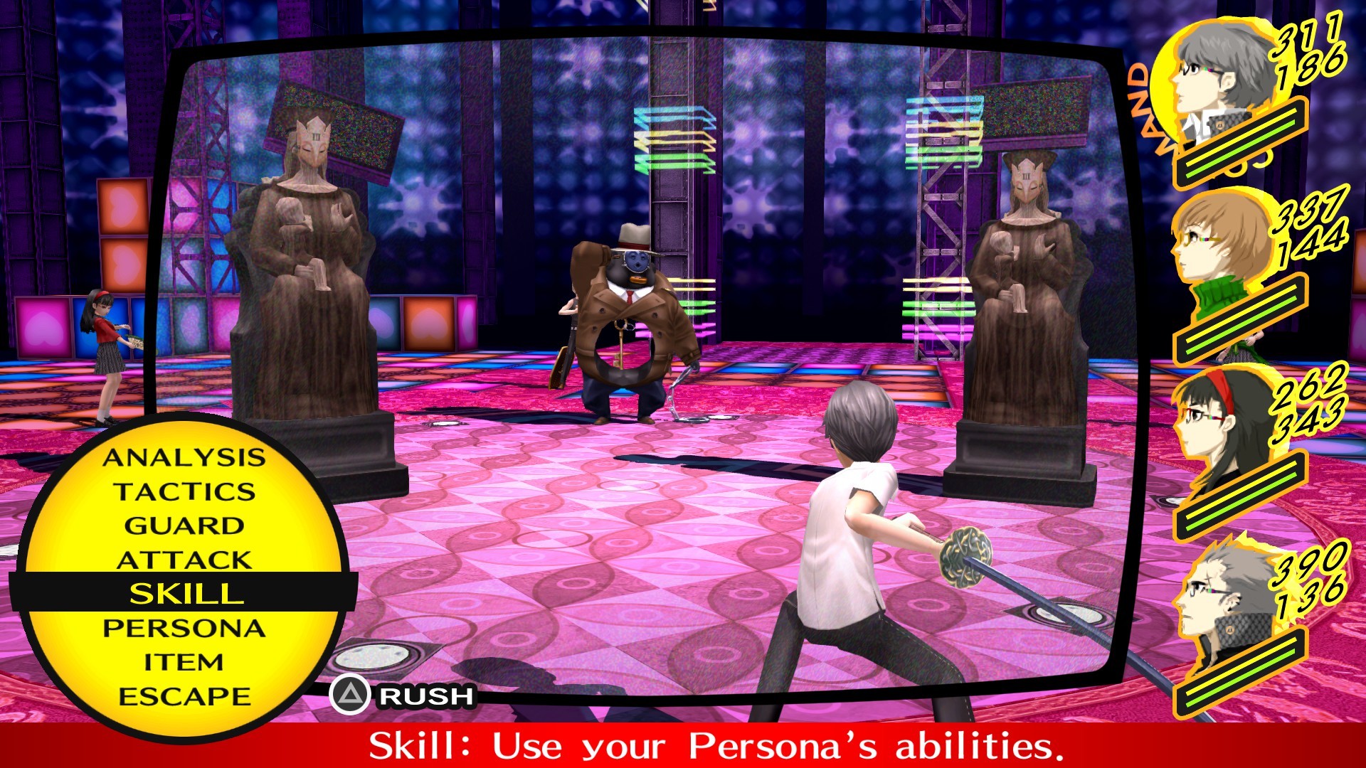 A battle in Persona 4 Golden.