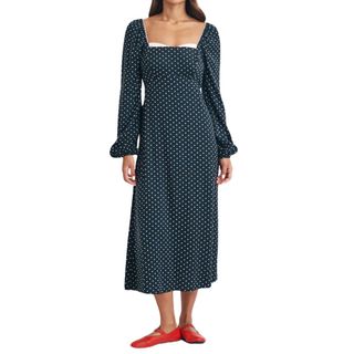 Black Polka Dot Aurdrey Midi Dress