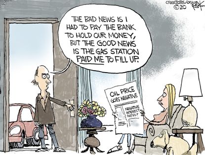 Editorial Cartoon U.S. paid money to bank gas paid you to fill up