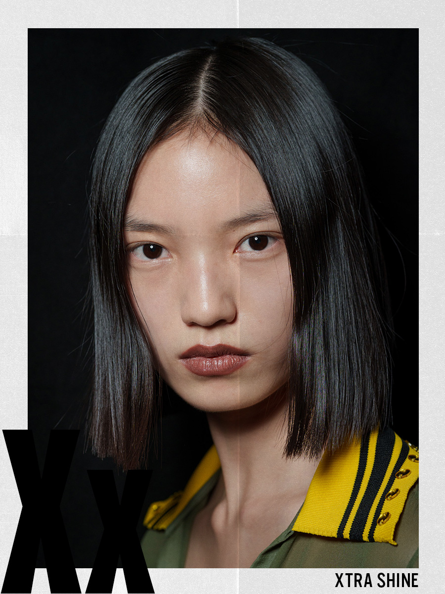 Off White spring/summer 2026 beauty look featuring high-shine hair