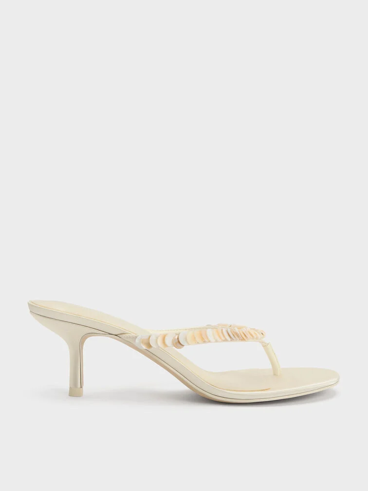 Charles &amp;amp; Keith, Briella Sequinned Heeled Thong Sandals