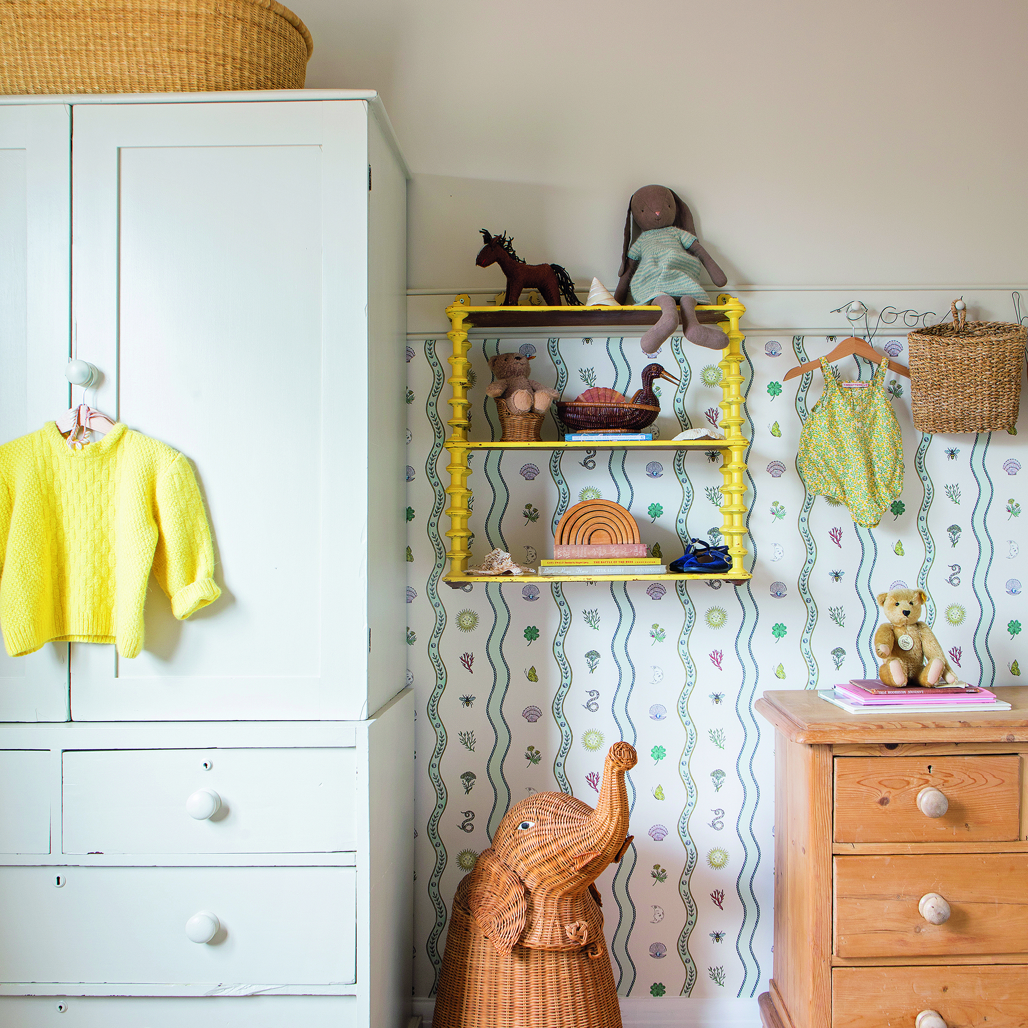 Childrens bedroom with toy storage