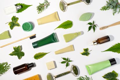 beauty products laid out, ethical beauty