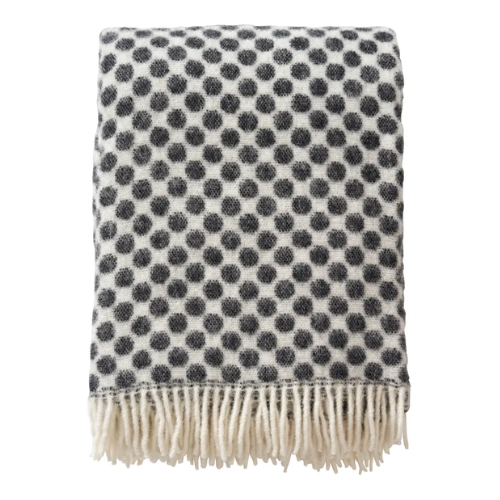 Klippan Yllefabrik, Gotland Dots Wool Throw 130x200 Cm, White-Black