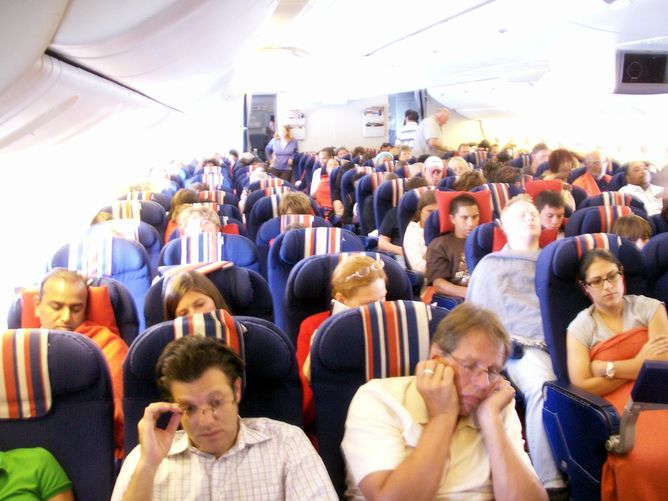 Passengers on an airplane, air rage, behavior