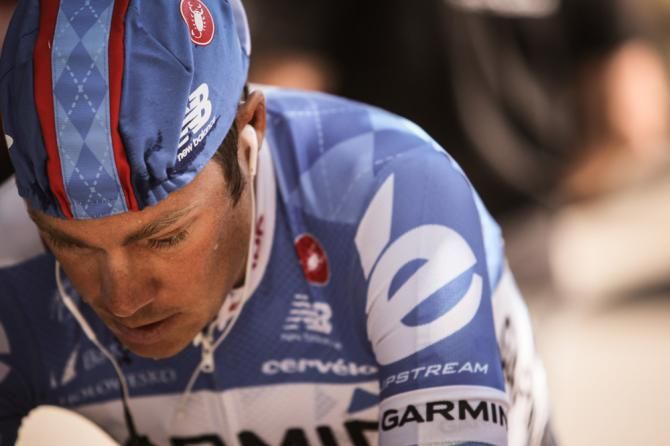 Tom Danielson (Garmin) warming up before his ride