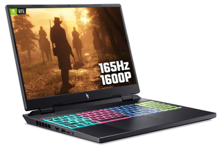 n ASUS laptop with a glowing keyboard and NVidia GFORCE RTX 