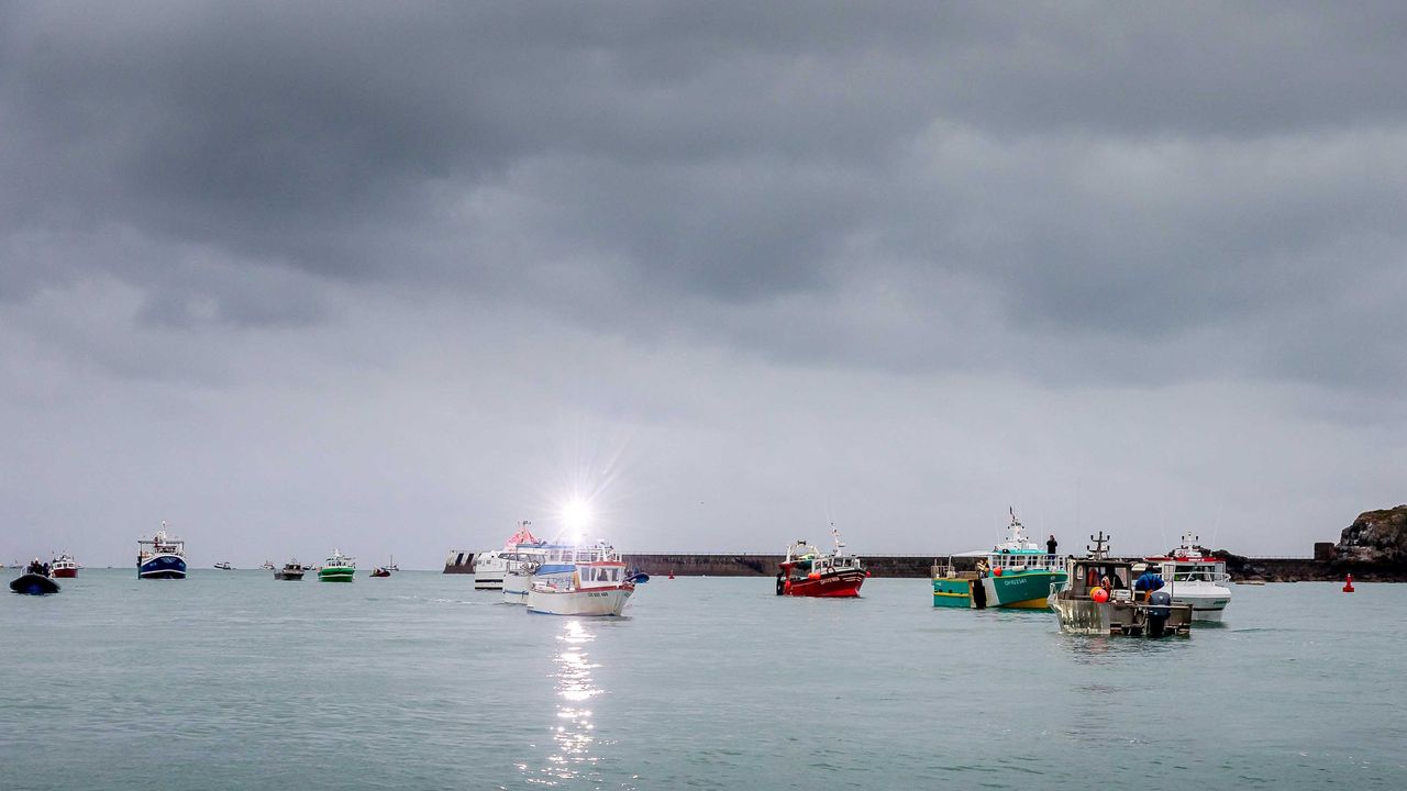 French fishing boats protest in St Helier harbour, Jersey