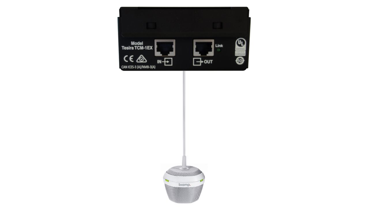 Tesira TCM-1 Beamtracking Microphones and PoE+ amplifier