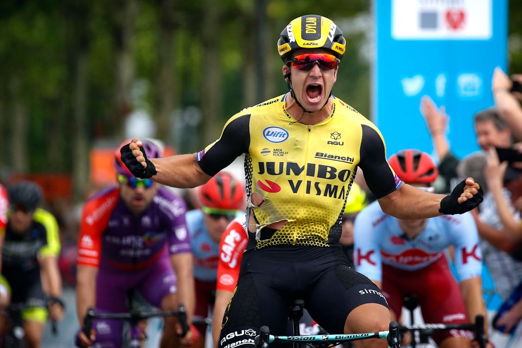 Dylan Groenewegen wins the sprint for stage 1 at the ZLM Tour