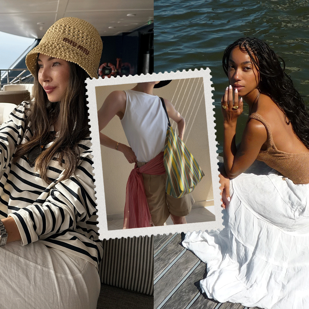 collage of influencers wearing summer travel outfits