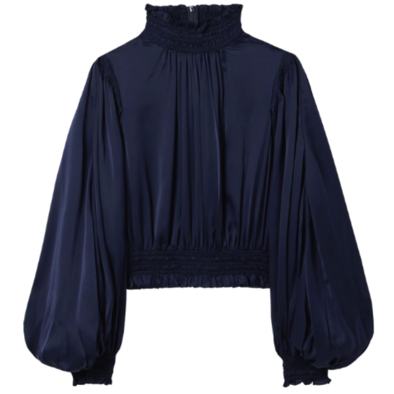 ZIMMERMANN Dream Cropped Shirred Silk-Satin Blouse