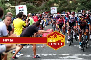 ESPINOSA DE LOS MONTEROS, SPAIN - AUGUST 16: (L-R) Primoz Roglic of Slovenia and Team Jumbo - Visma red leader jersey, David De La Cruz Melgarejo of Spain and UAE Team Emirates and Mikel Landa Meana of Spain and Team Bahrain Victorious compete while fans cheer during the 76th Tour of Spain 2021, Stage 3 a 202,8km stage from Santo Domingo de Silos to Espinosa de los Monteros - PicÃ³n Blanco 1485m / @lavuelta / #LaVuelta21 / #CapitalMundialdelCiclismo / on August 16, 2021 in Espinosa de los Monteros, Spain. (Photo by Gonzalo Arroyo Moreno/Getty Images)