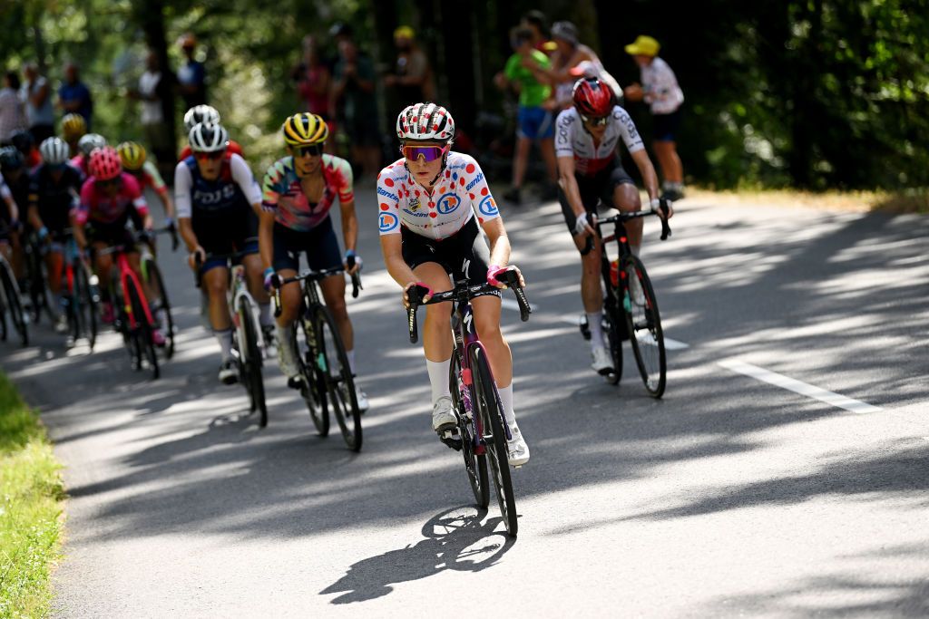 PLANCHE DES BELLES FILLES FRANCE JULY 31 Demi Vollering of Netherlands and Team SD Worx polka dot mountain jersey during the 1st Tour de France Femmes 2022 Stage 8 a 1233km stage from Lure to La Super Planche des Belles Filles TDFF UCIWWT on July 31 2022 in Planche des Belles Filles France Photo by Dario BelingheriGetty Images