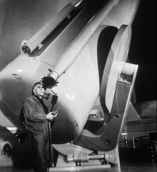 Edwin Hubble, credited with the discovery of the expansion of the universe, at the Mount Wilson Observatory