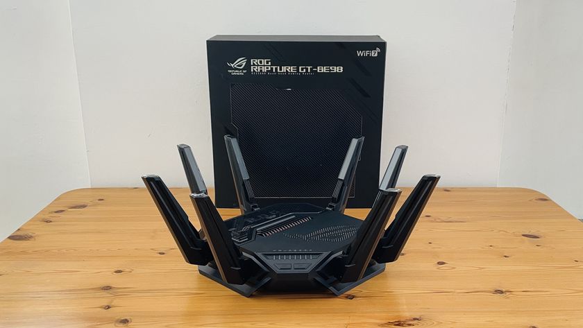 An Asus ROG Rapture GT-BE98 on a table