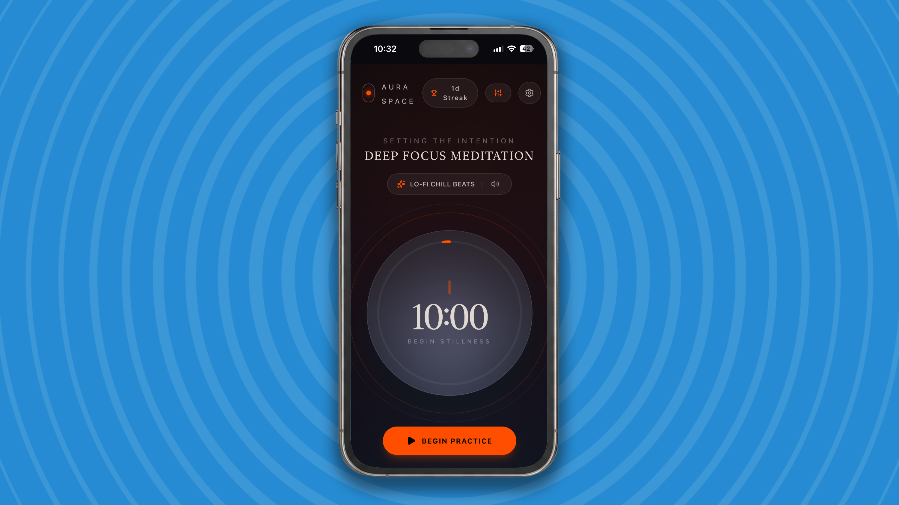 Meditation app on an iPhone.