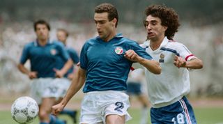 Giuseppe Bergomi of Italy in action against France at the 1986 FIFA World Cup in Mexico