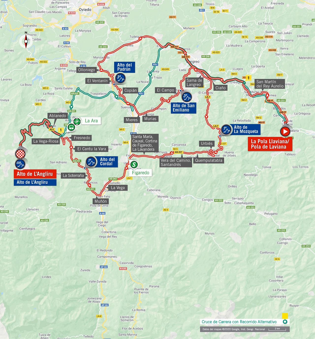 Stage 12 map 2020 Vuelta a Espana