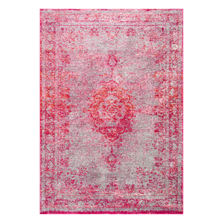 Vintage pattern area rug in magenta and pink