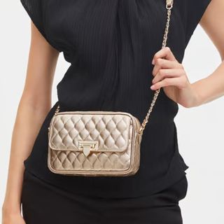 gold quilted Aspinal of London crossbody bag