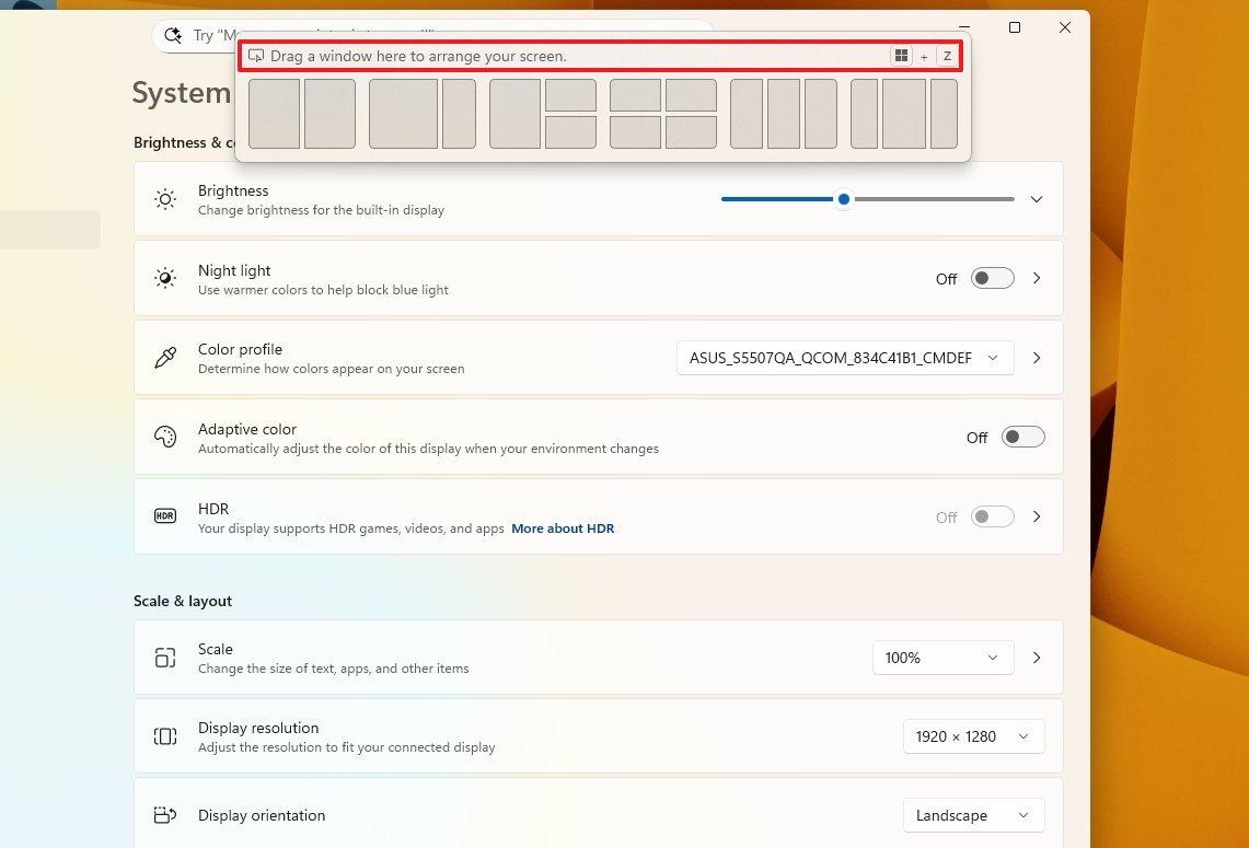 Drag Snap layouts with description