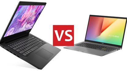 The Lenovo IdeaPad 3 (left) and the Asus VivoBook S15 (right).