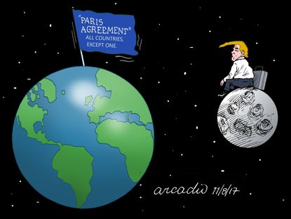 Political cartoon World Paris Climate Accord Trump climate change
