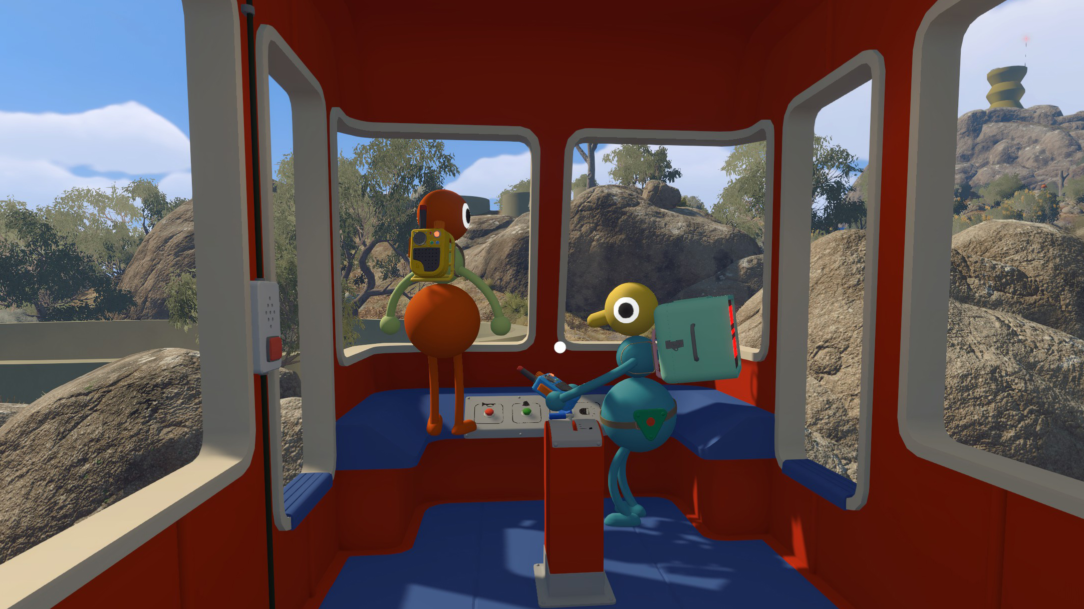 Big Walk players solving puzzles