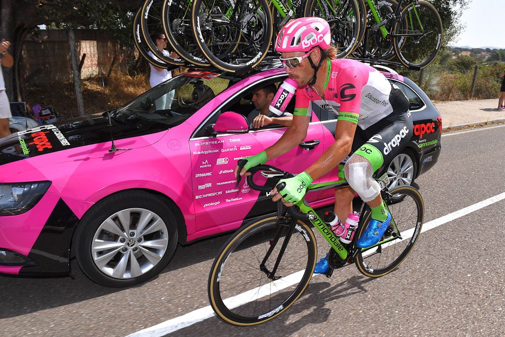 Mitch Docker at the EF-Drapac team car