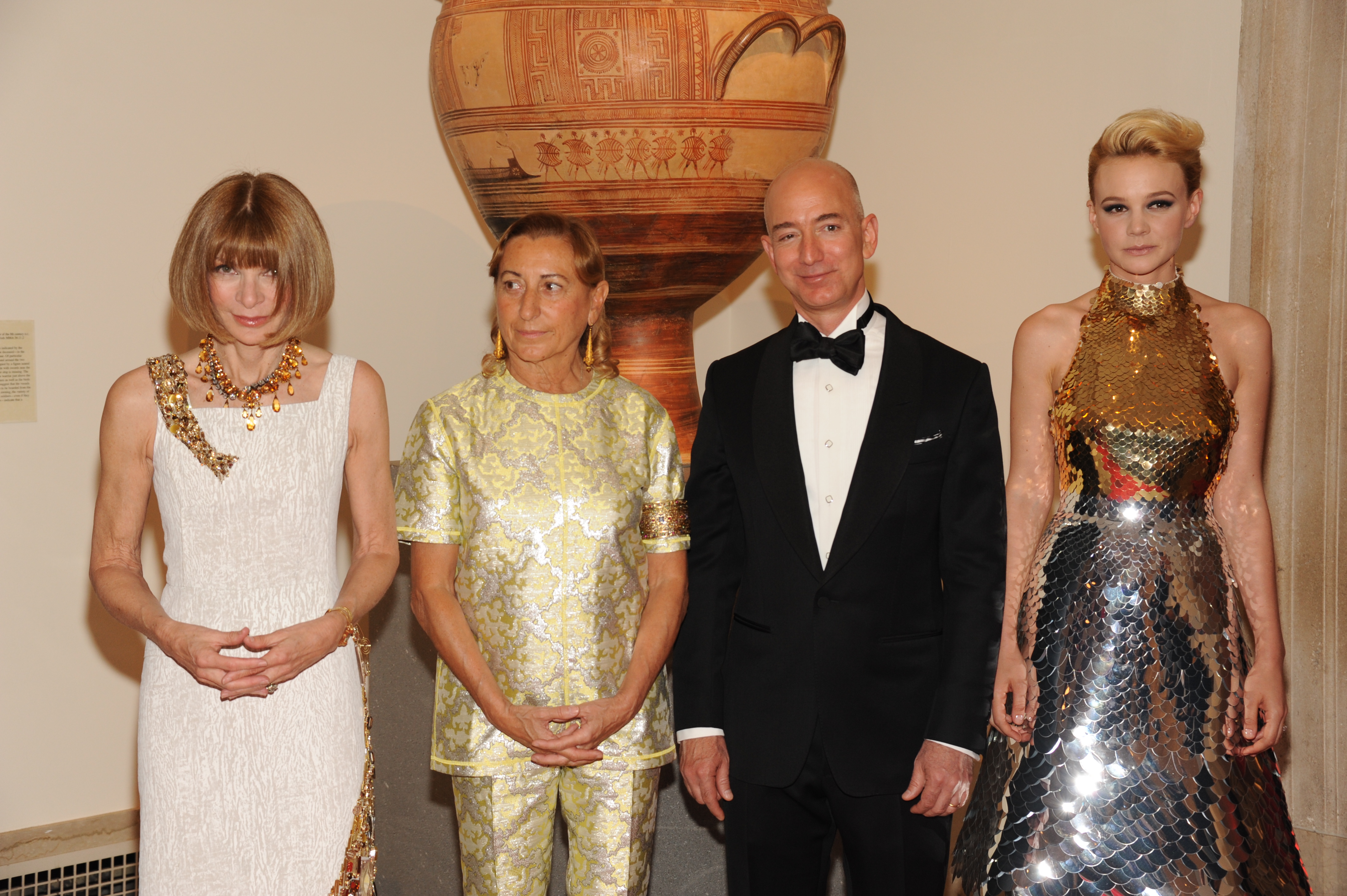 Anna Wintour, Miuccia Prada, Jeff Bezos, and Carey Mulligan at the 2012 met gala