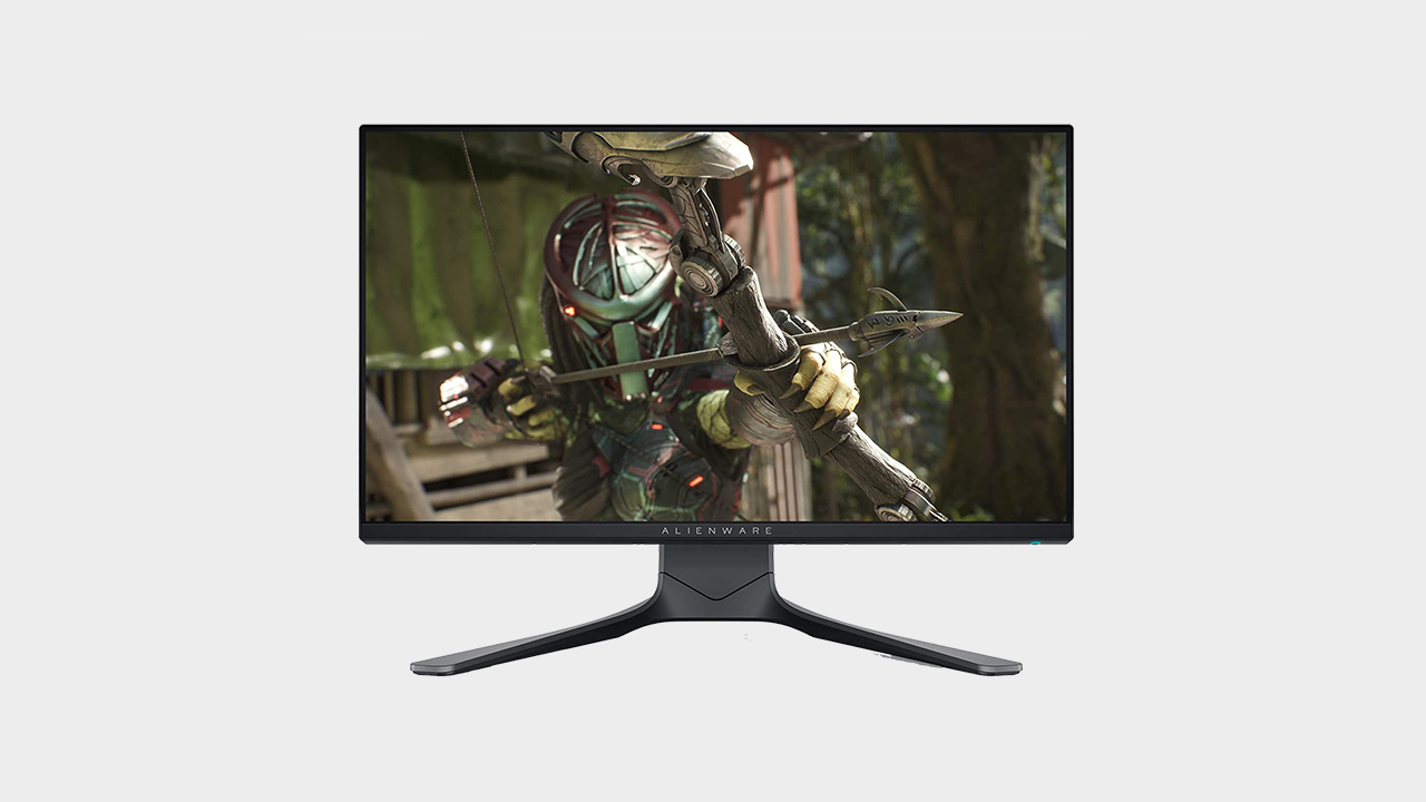 Alienware 25 AW2521HF gaming monitor on a grey background