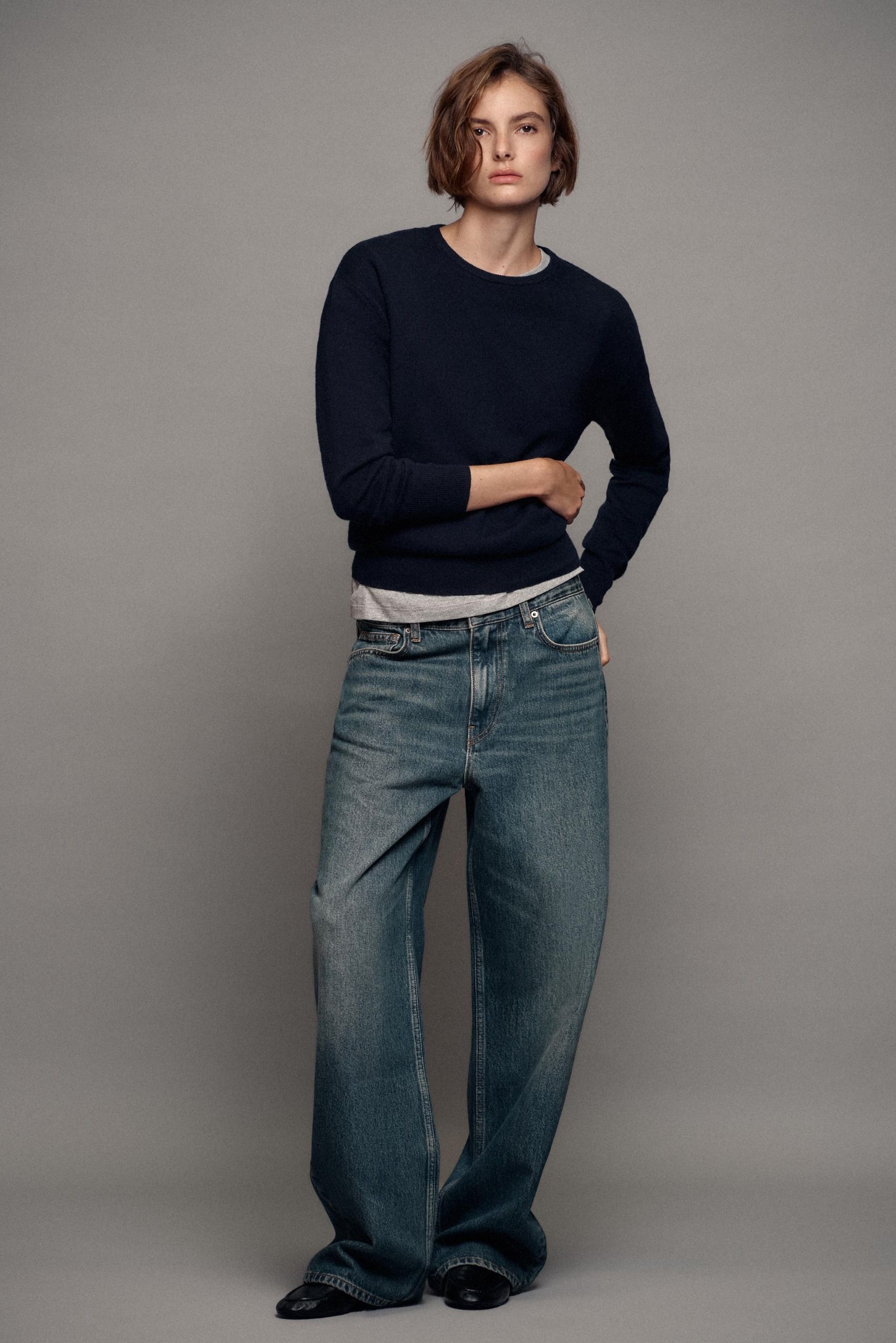 100% Extra-Soft Wool Jumper - Navy Blue - S