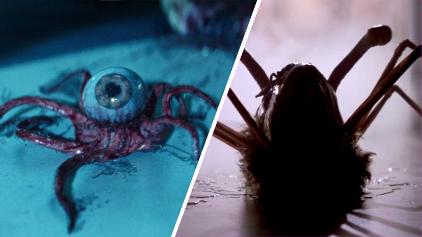 Screenshot showing Trypanohyncha Ocellus from Alien: Earth on the left, and the Thing from The Thing (1982)