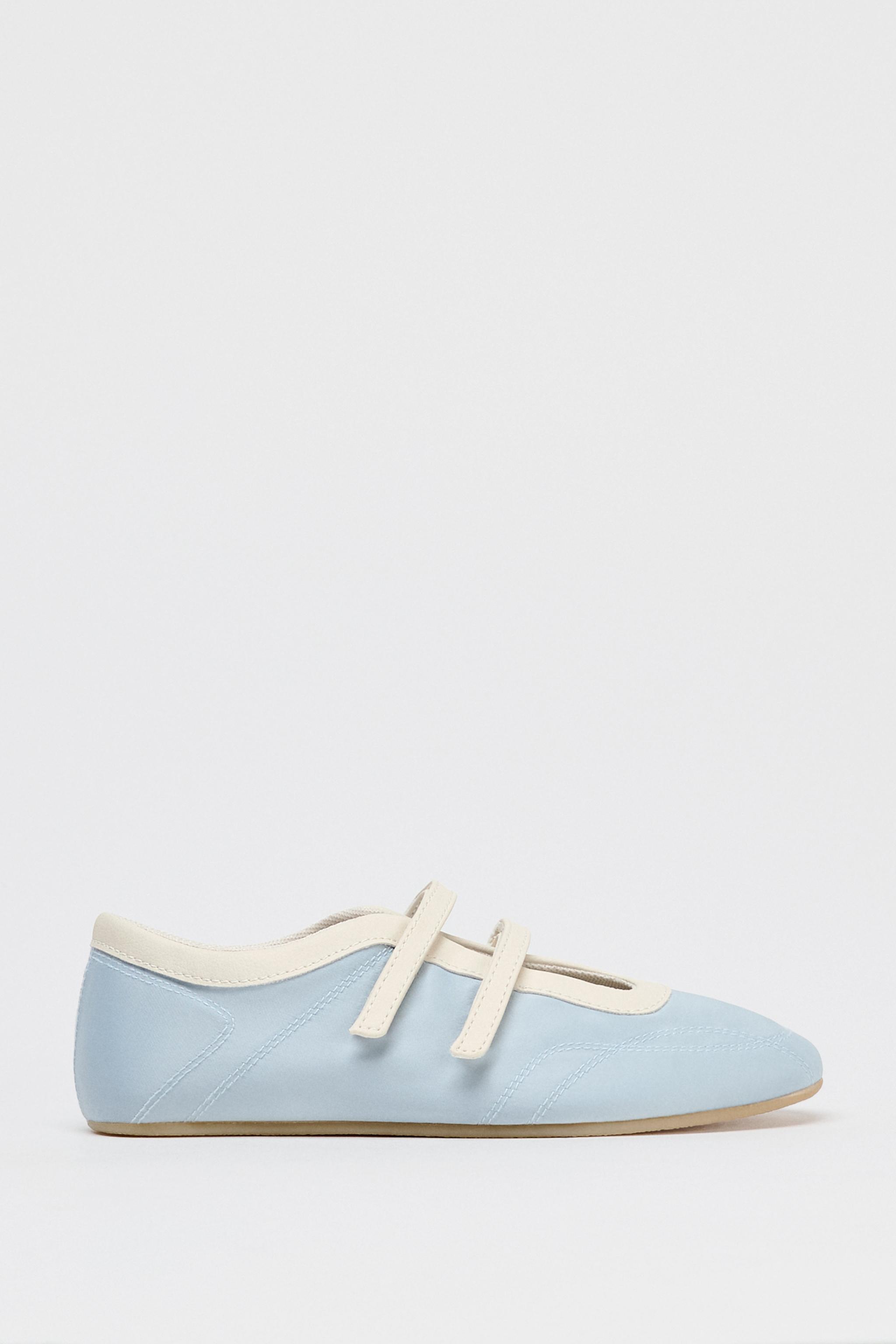 Satin Ballerina Pumps With Topstitching