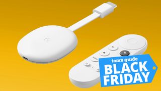 Chromecast with Google TV and remote and Black Friday badge