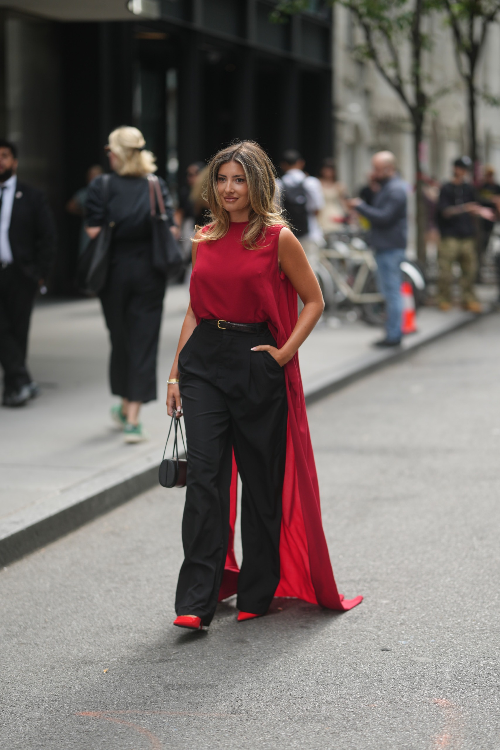 The red color trend on the street style scene at New York Fashion Week Spring/Summer 2027