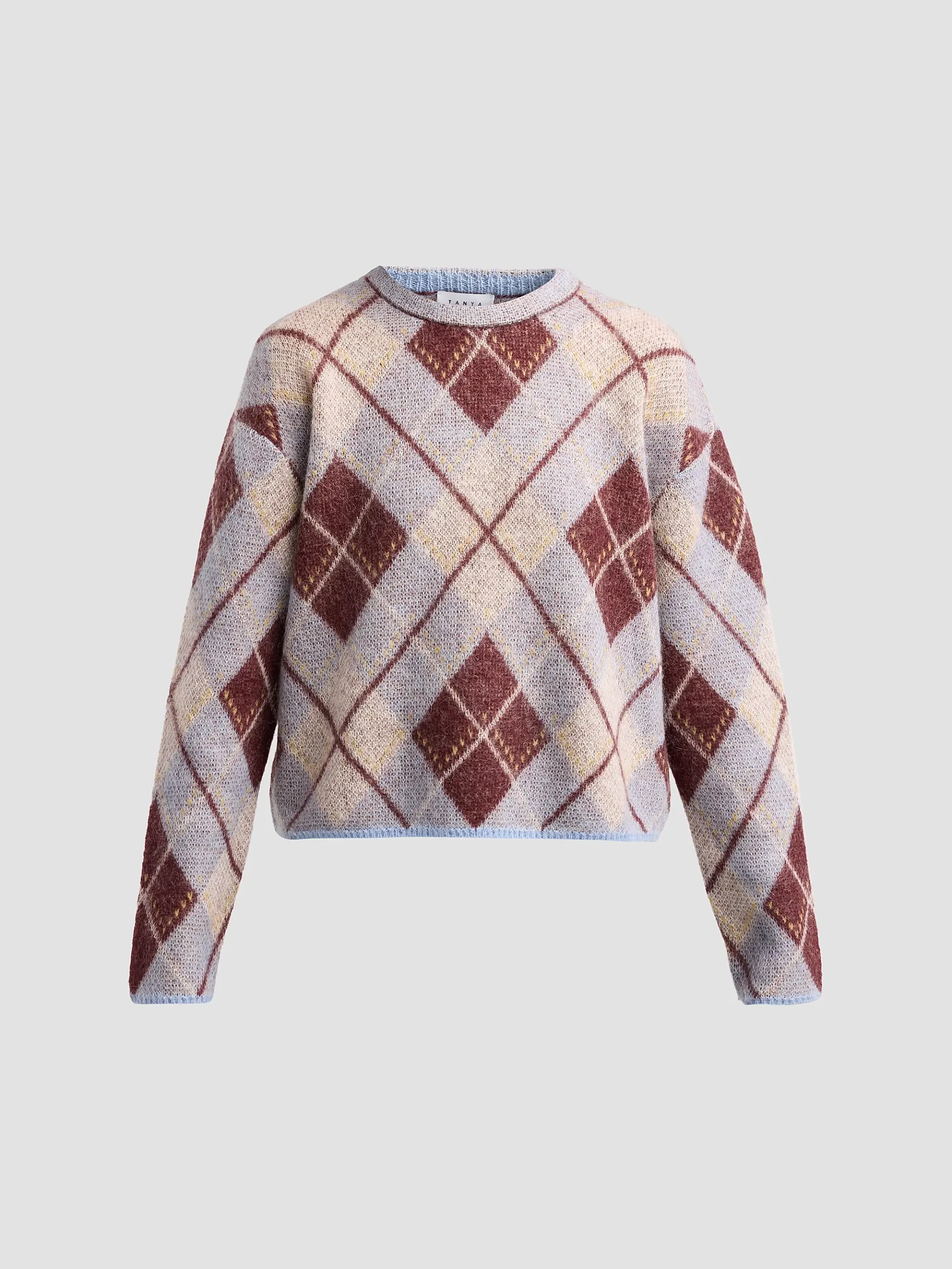 Sybil Argyle-Inspired Crewneck Sweater