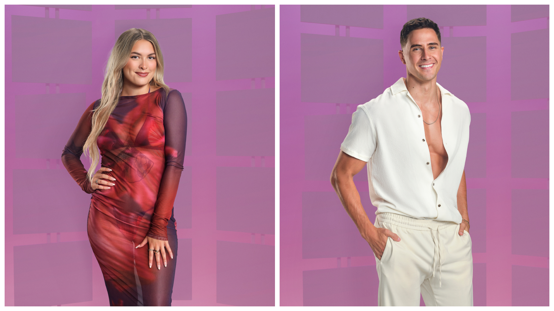 A split image of Madison Errichiello and Freddie Powell from 'Perfect Match' season 3.