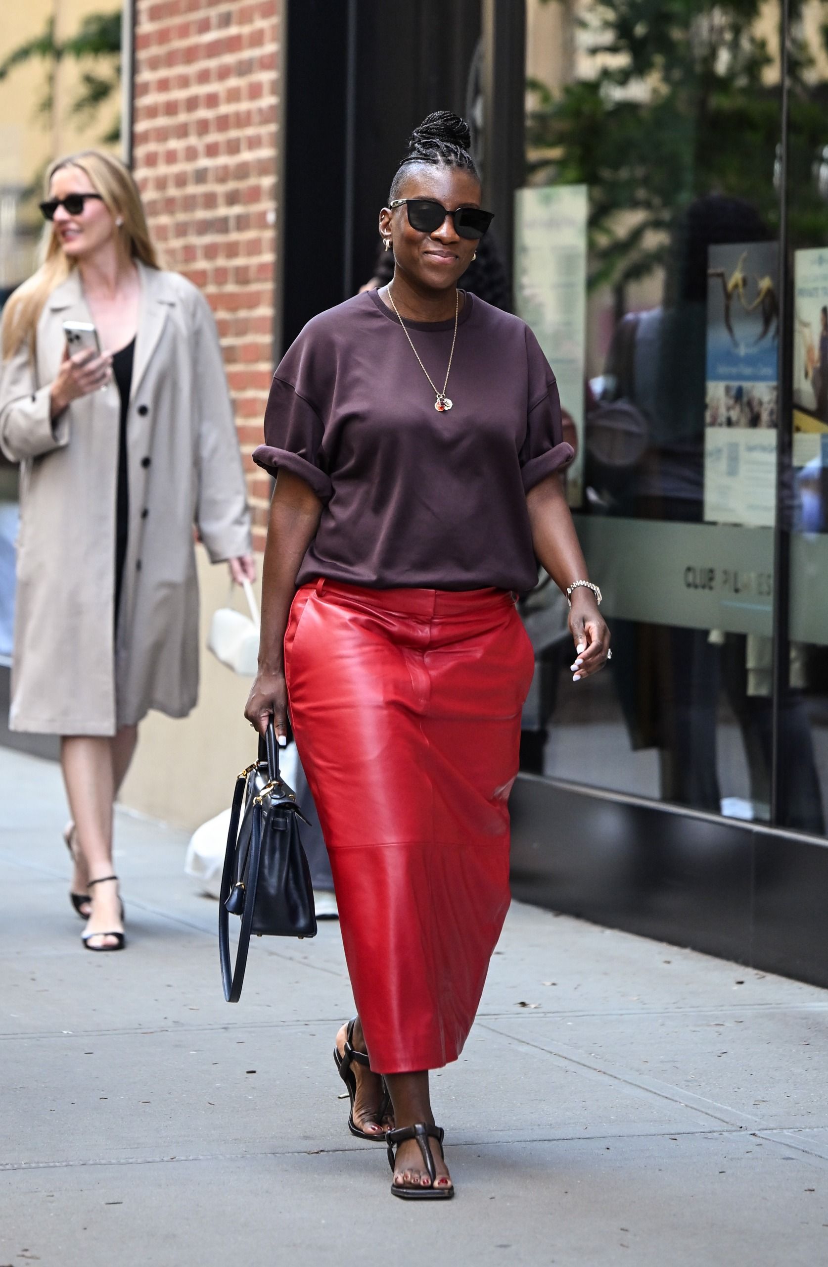 Nikki Ogunnaike wore a statement skirt at New York Fashion week