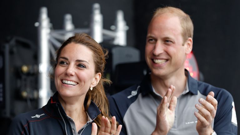 Catherine, Duchess of Cambridge and Prince William, Duke of Cambridge attend the prize giving presentation at the America's Cup World Series on July 24, 2016 in Portsmouth, England