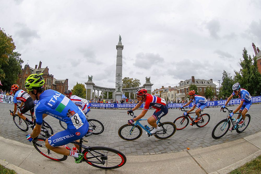 The U23 men on Monument Ave in Richmond for the World Championships