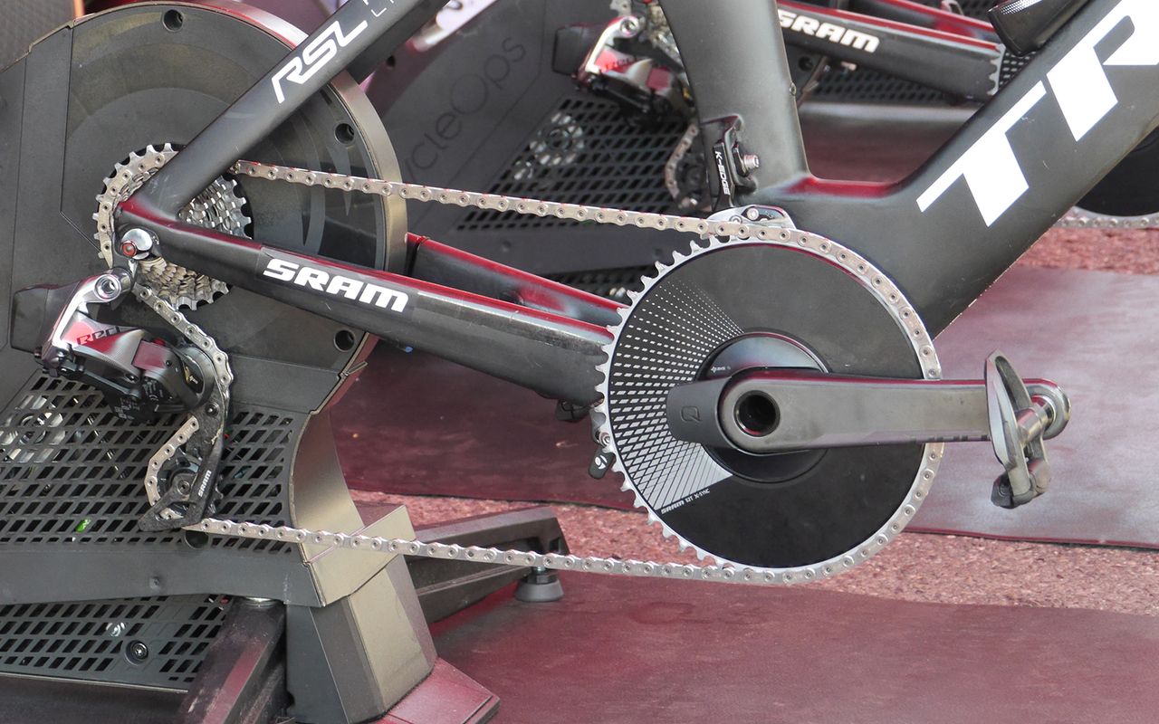 A closer look at the 1X drivetrain setup used by Trek-Segafredo for the stage