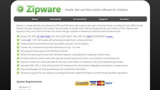 Website screenshot for Zipware