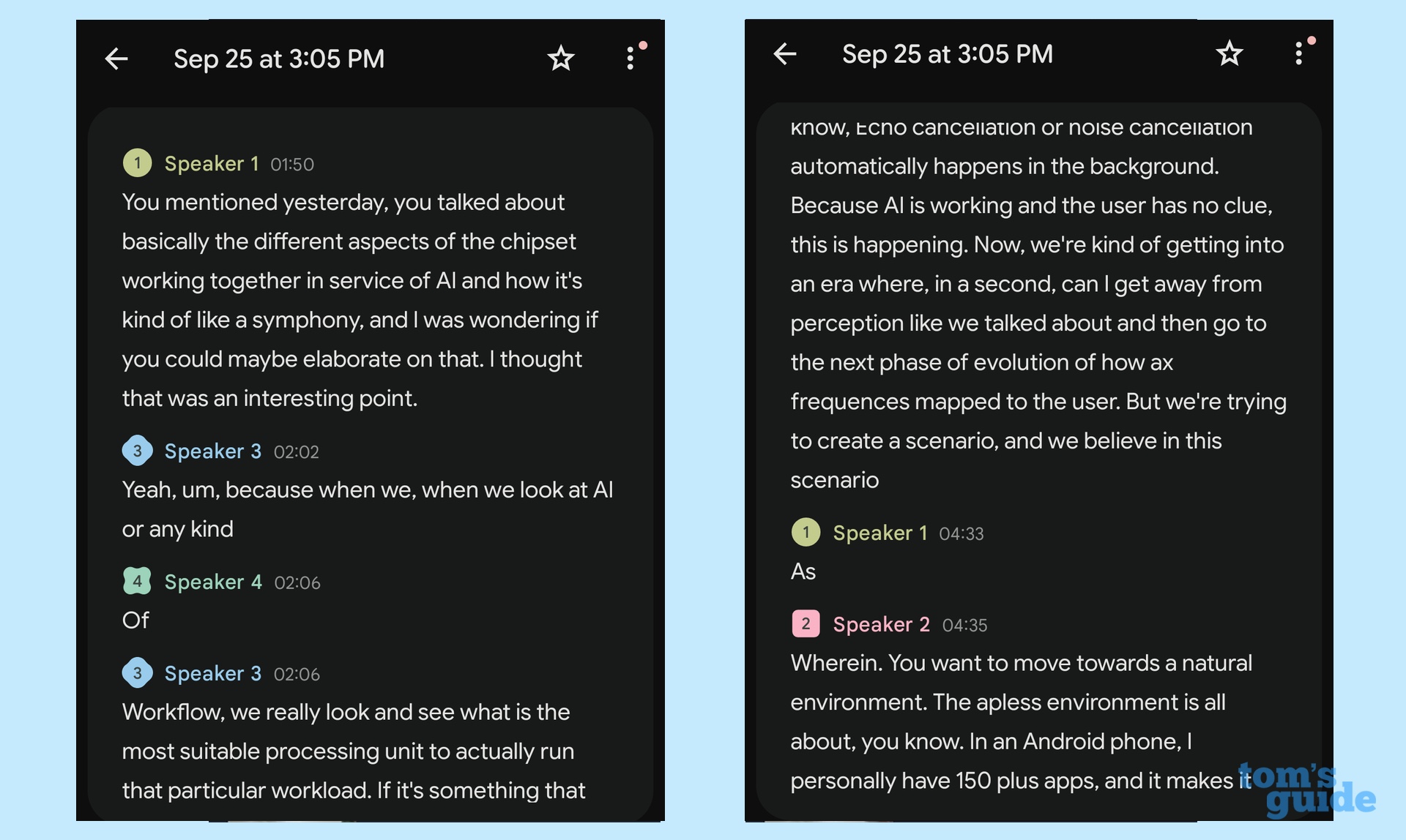 Transcript from the Recorder app on a Pixel 10 Pro