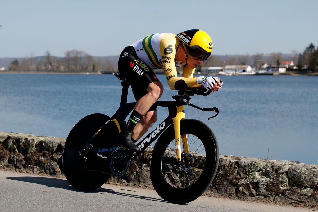 MONTLUCON FRANCE MARCH 09 Rohan Dennis of Australia and Team Jumbo Visma sprints during 80th Paris Nice 2022 Stage 4 a 134km individual time trial from Domrat to Montluon ParisNice WorldTour on March 09 2022 in Montlucon France Photo by Bas CzerwinskiGetty Images