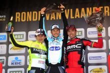 Pozzato, Boonen and Ballan on the podium at the Tour of Flanders