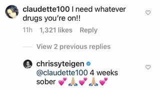 chrissy teigen sober instagram