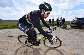 Peter Sagan takes a corner during the recon