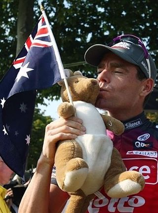 Cadel Evans celebrated his second